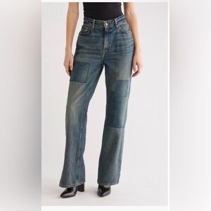 Good American The Khloé High Waist Patch Denim Straight Leg Jeans